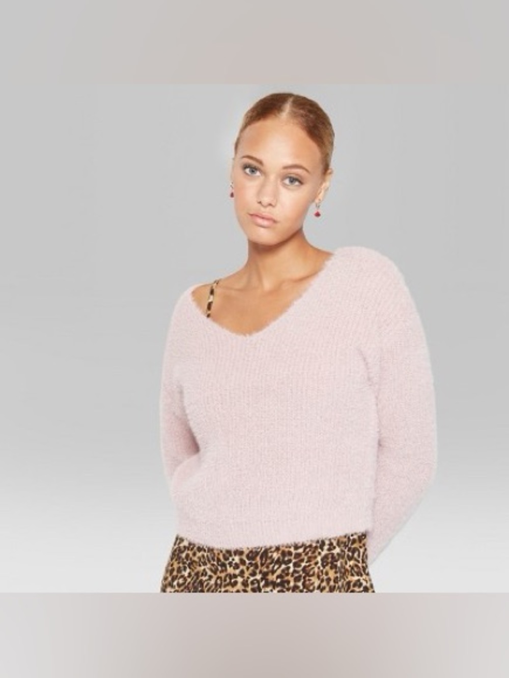 Wild Fable Blush Pink Eyelash Knit Cropped Sweater Women’s Small Soft Cozy